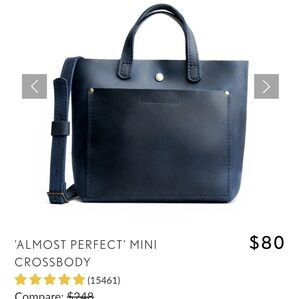 Portland Leather Goods Almost Perfect' Mini Crossbody in Deep Water zipper blue